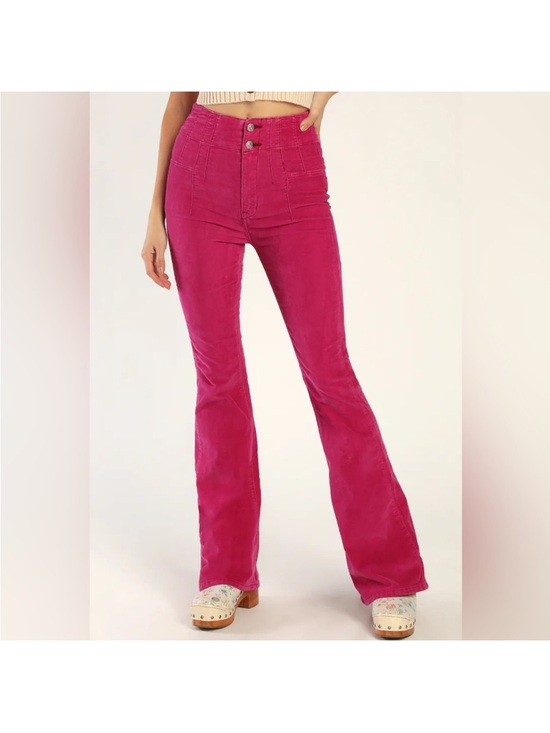 Free People Denim - Free People Magenta High-Rise Jean Flare Jeans